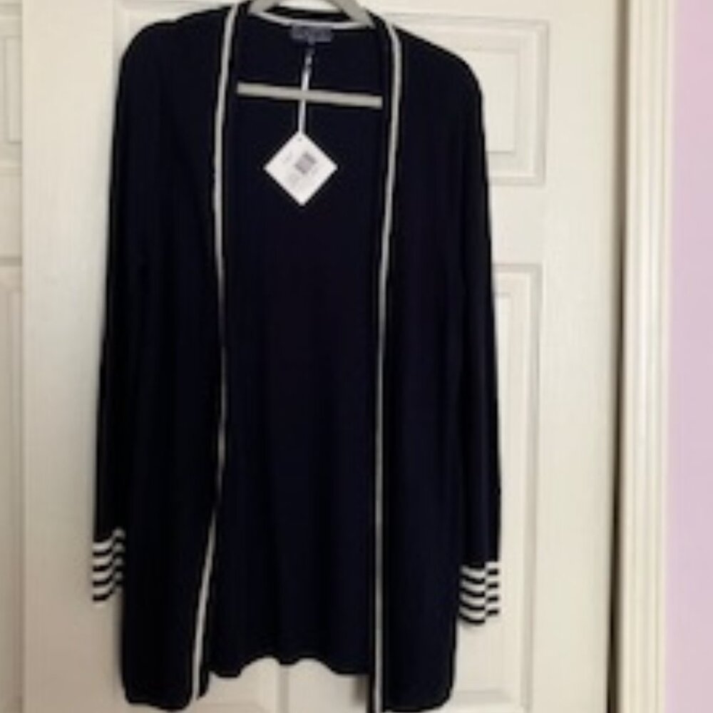NWT Duffield Lane Cooper Sweater, Blue w/Marshmallow, Size L